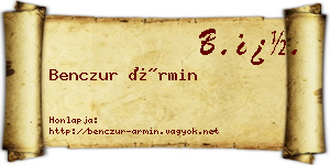 Benczur Ármin névjegykártya